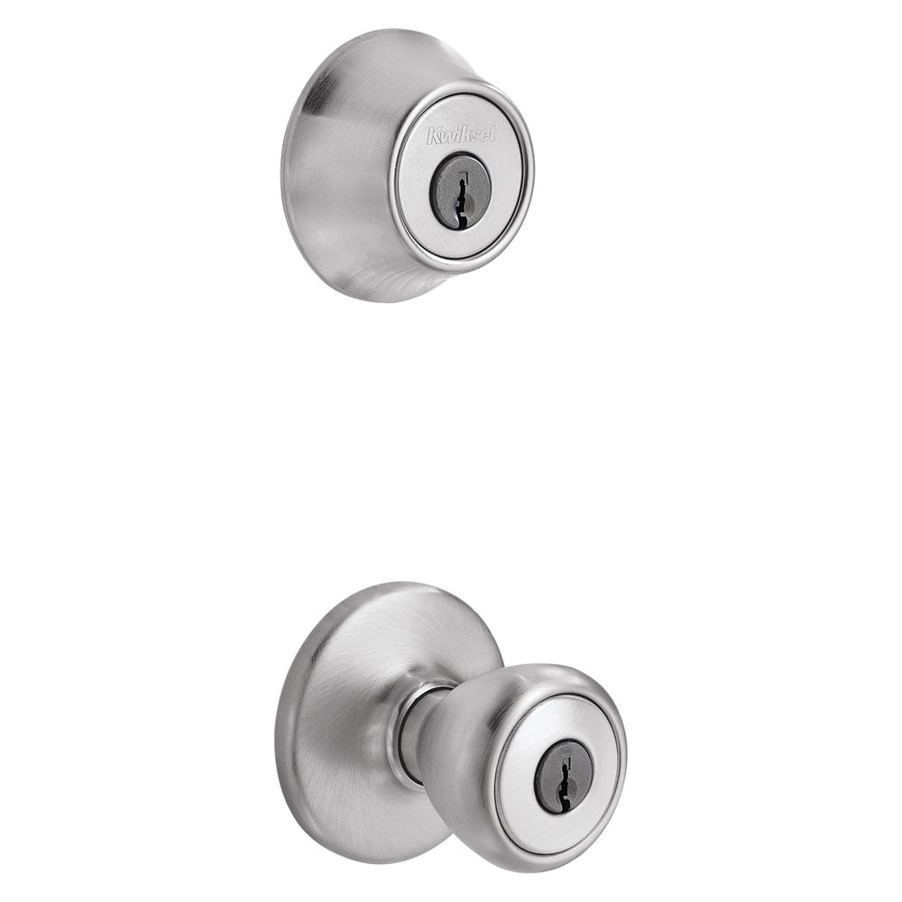 Kwikset Tylo Keyed Entry Knob and Deadbolt Combination Lockset, Satin Chrome