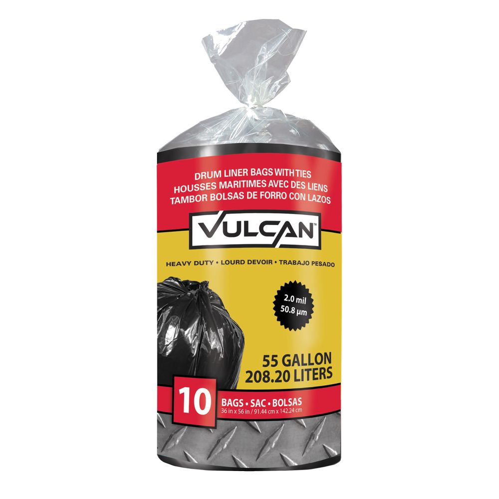 Vulcan 55 gal. 2 mil Black Drum Liner, 10-Pack
