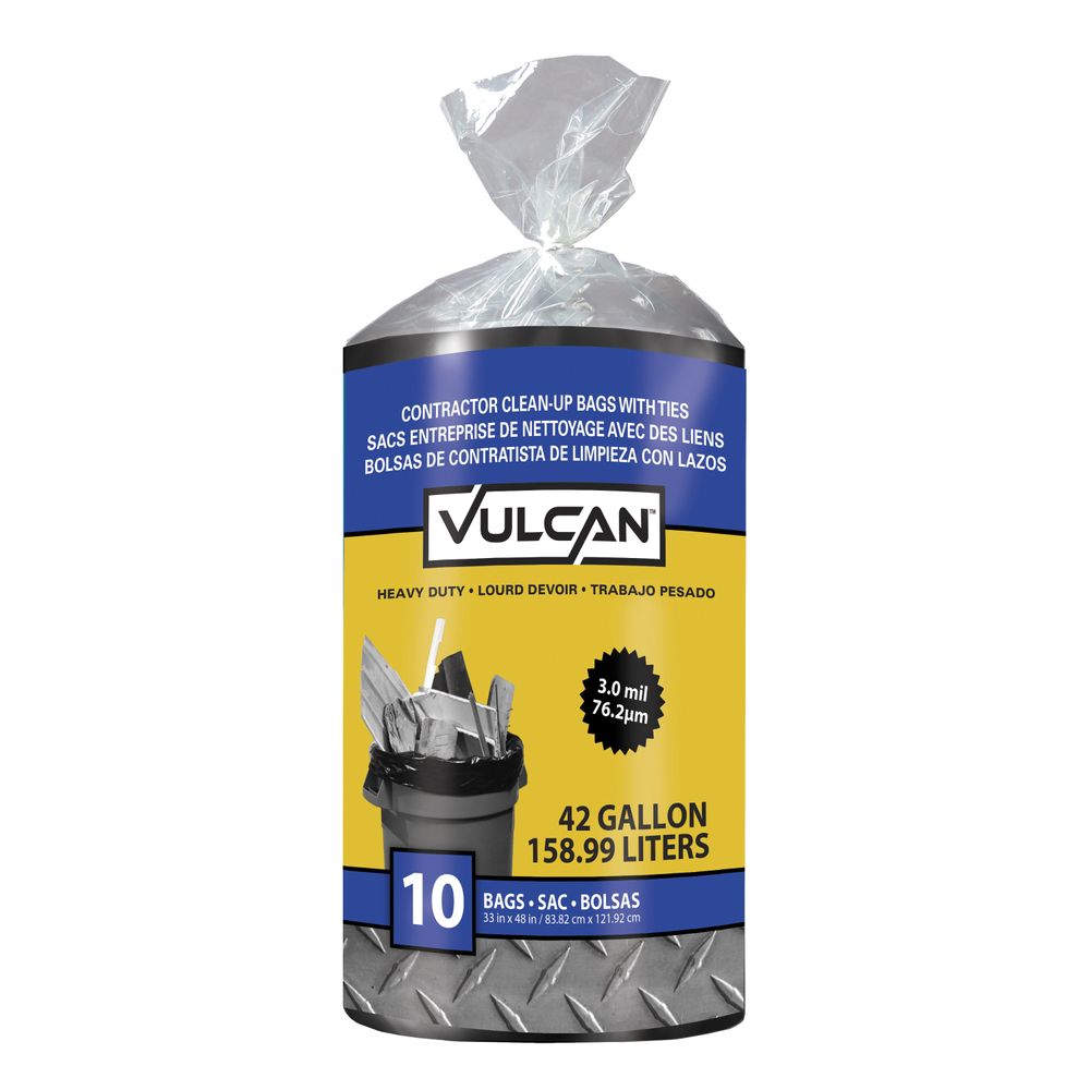 Vulcan 42 gal. Contractor Trash Bag, 10-Piece