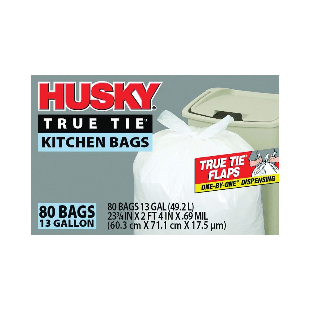 Poly-America 13 gal. Flap Tie Kitchen Trash Bags, 80-Count