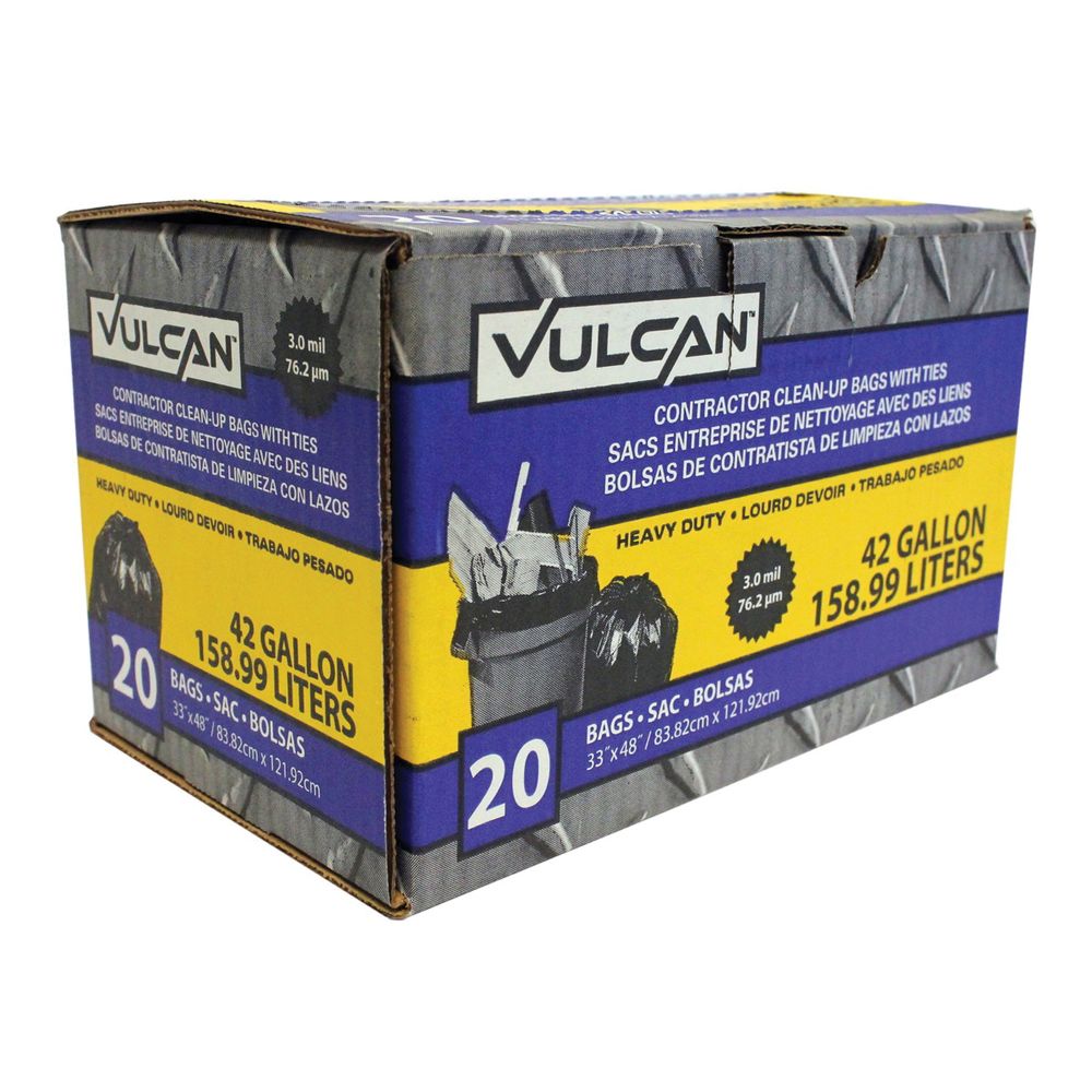 Vulcan 42 gal. 3 mil Contractor Bags, 20-Pack