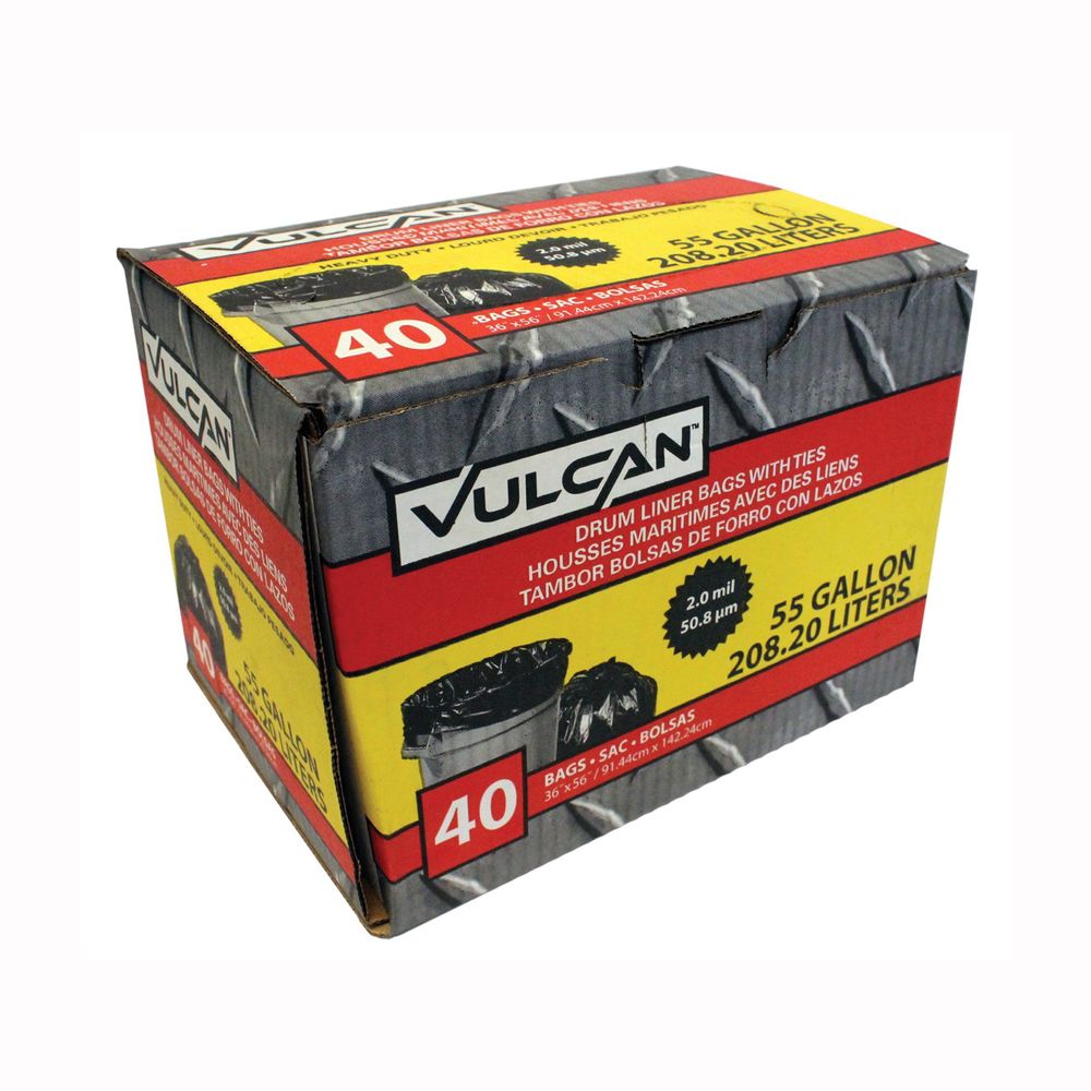 Vulcan 36 in. x 56 in. 55 gal. Black Drum Liner, 2 mil