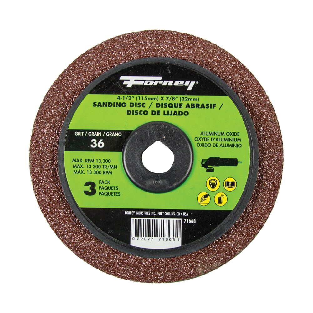 Forney 4-1/2 in. 36 Grit Aluminum Oxide Sanding Disc