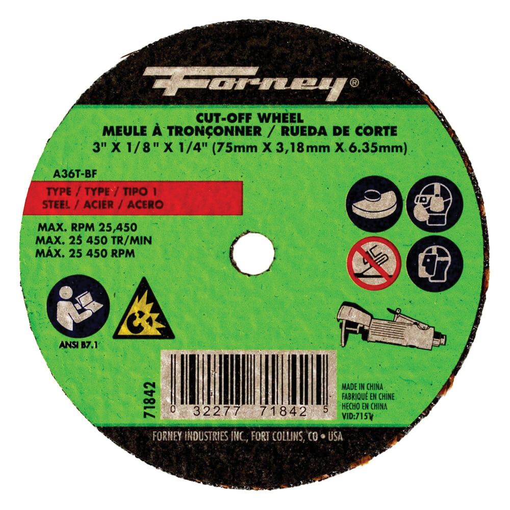 Forney 3 in. x 1/8 in. x 1/4 in. Metal Cut-Off Wheel