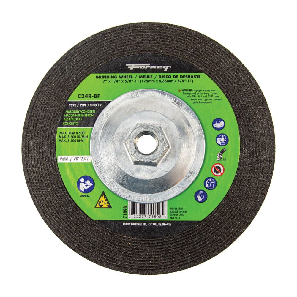 Forney 7 in. Type 27 Masonry Grinding Wheel