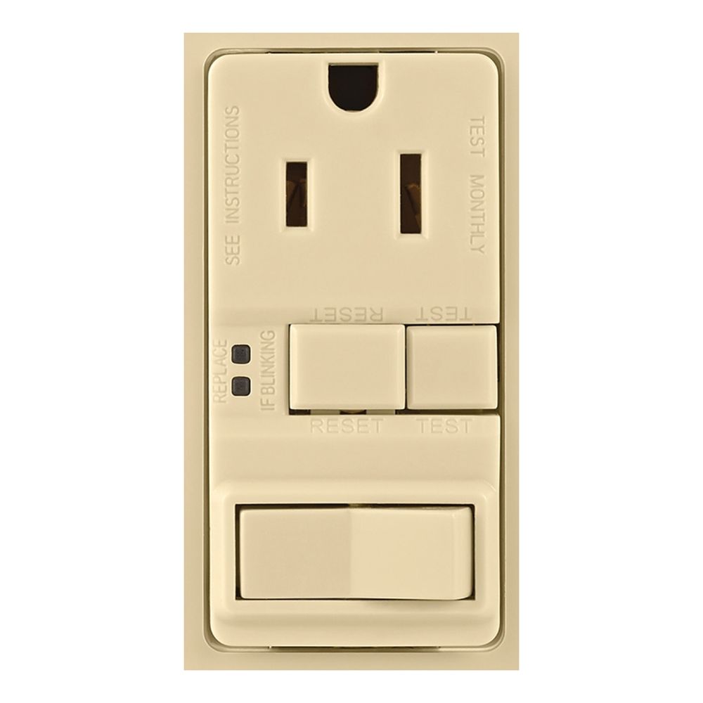 Eaton Wiring 15 Amp Switch/GFCI Receptacle with Wall Plate, Ivory