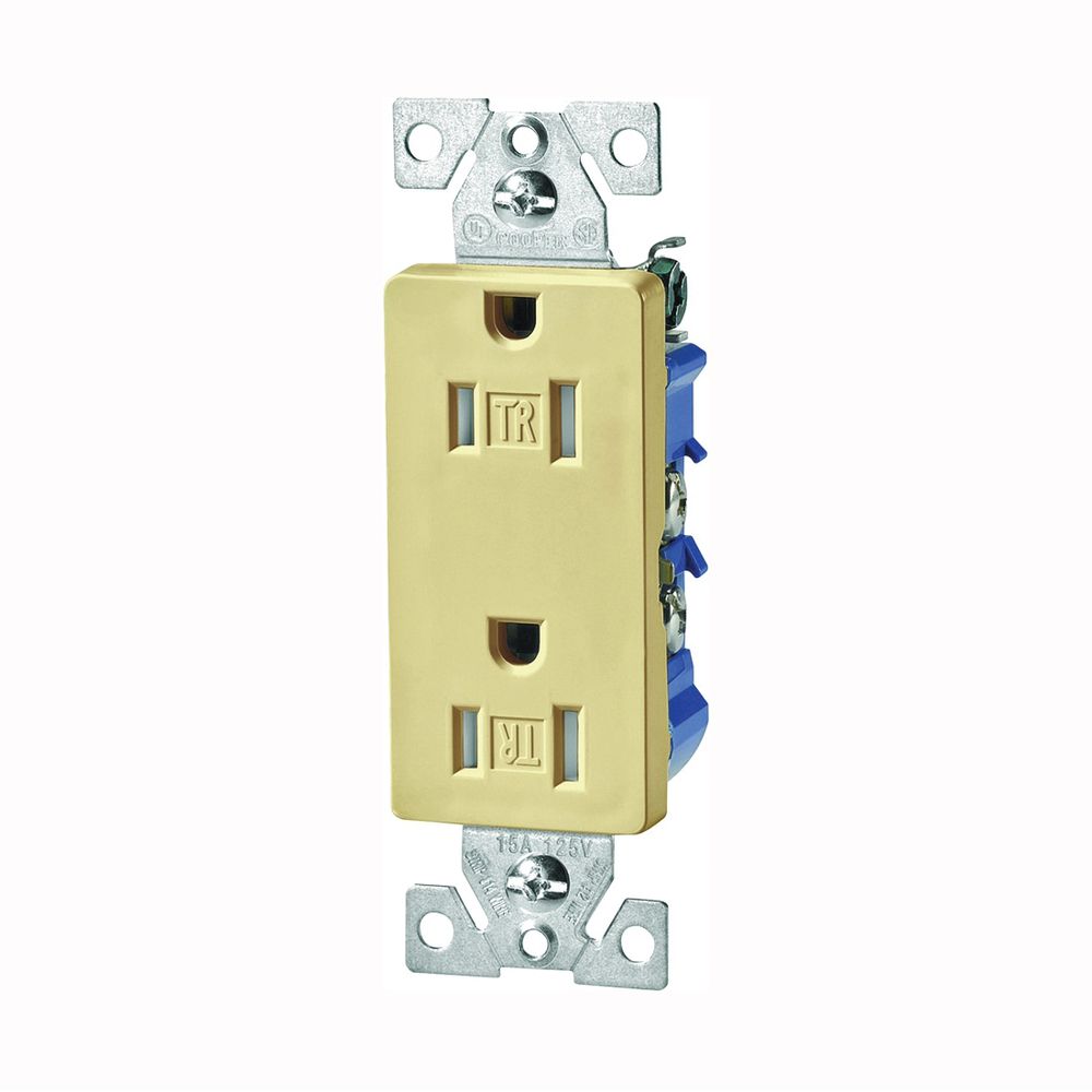 Eaton Wiring 15 Amp Ivory 3-Wire Tamper Resistant Decorator Duplex Receptacle