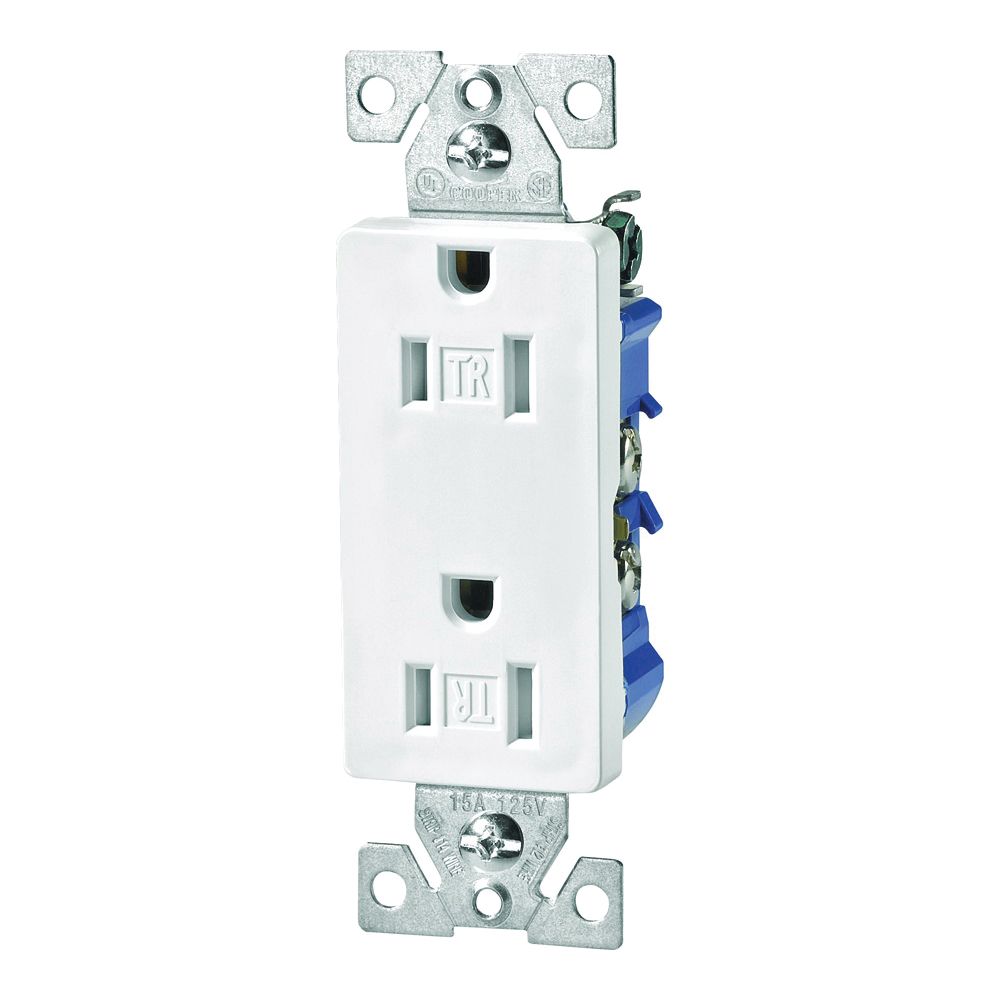 Eaton Wiring 15 AMP 3-Wire Tamper Resistant Decorator Duplex Receptacle, White