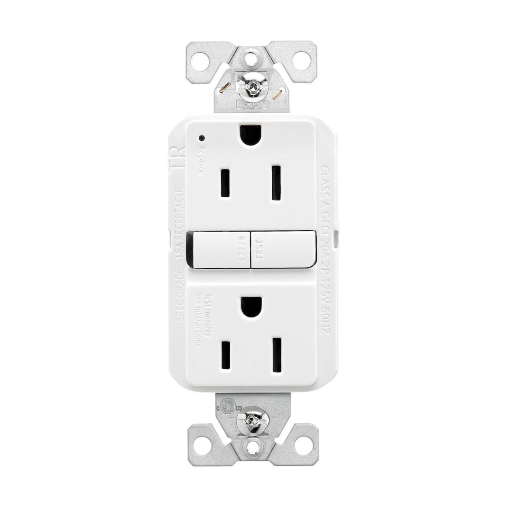 Eaton Wiring 15 AMP 125 V. White Tamper-Resistant Self-Test GFCI Receptacle