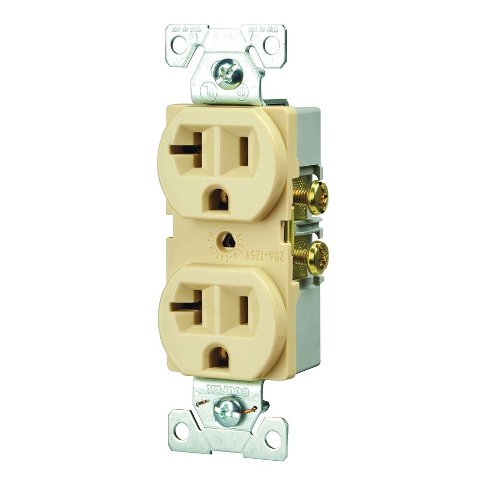 Eaton Wiring 20 Amp Commercial 3-Wire Ivory Duplex Receptacle