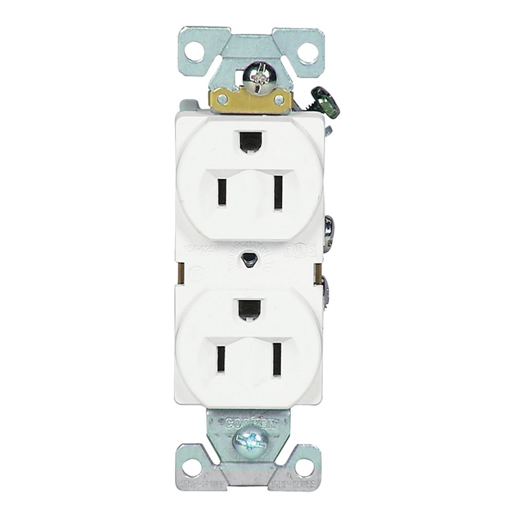 Eaton Wiring 15 Amp 3-Wire Commercial Duplex Receptacle, White