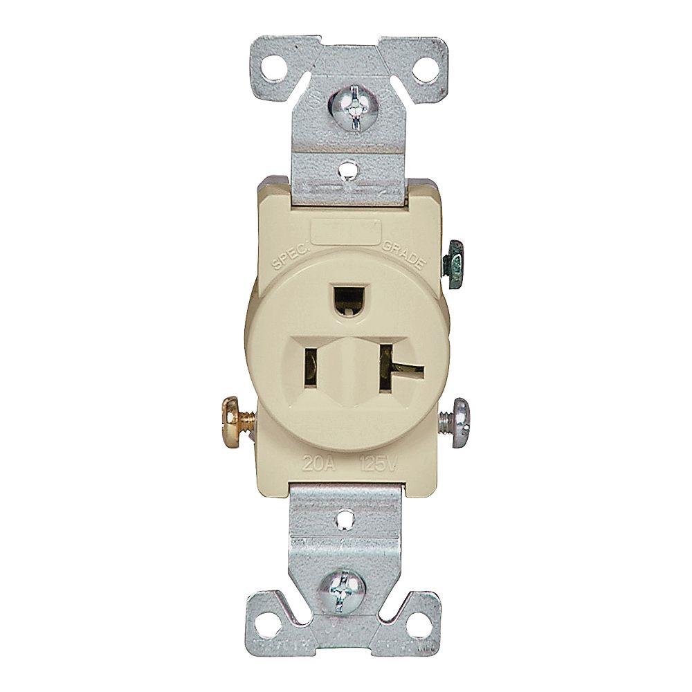 Eaton Wiring 20 Amp Commercial 3-Wire Single Receptacle, Ivory