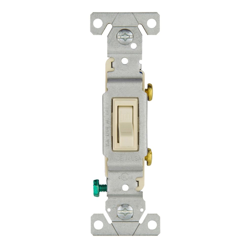 Eaton Wiring Single Pole Grounded Quiet Toggle Switch, Brown