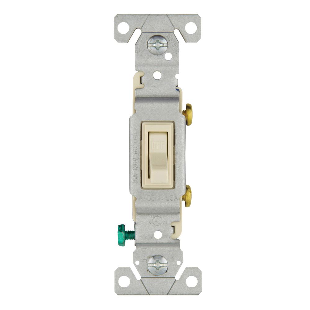 Eaton Wiring Single-Pole Grounded Toggle Switch, Light Almond