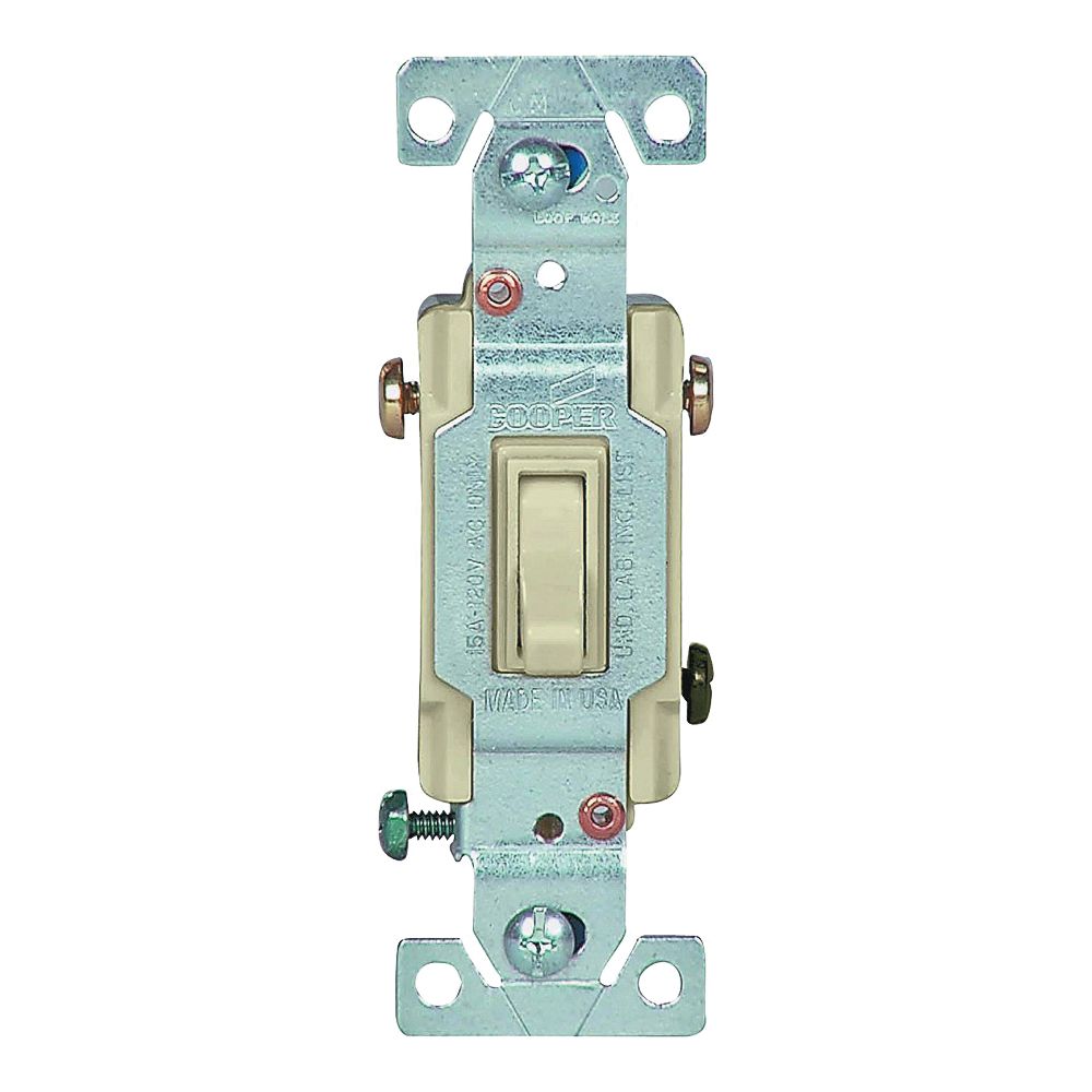 Eaton Wiring 3-Way Quiet Grounding Toggle Switch, Ivory