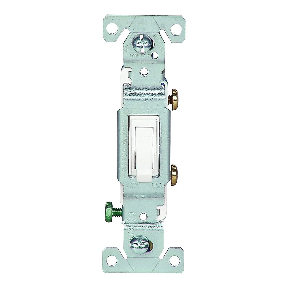 Eaton Wiring 1-Pole Grounded Quiet Toggle Switch, White