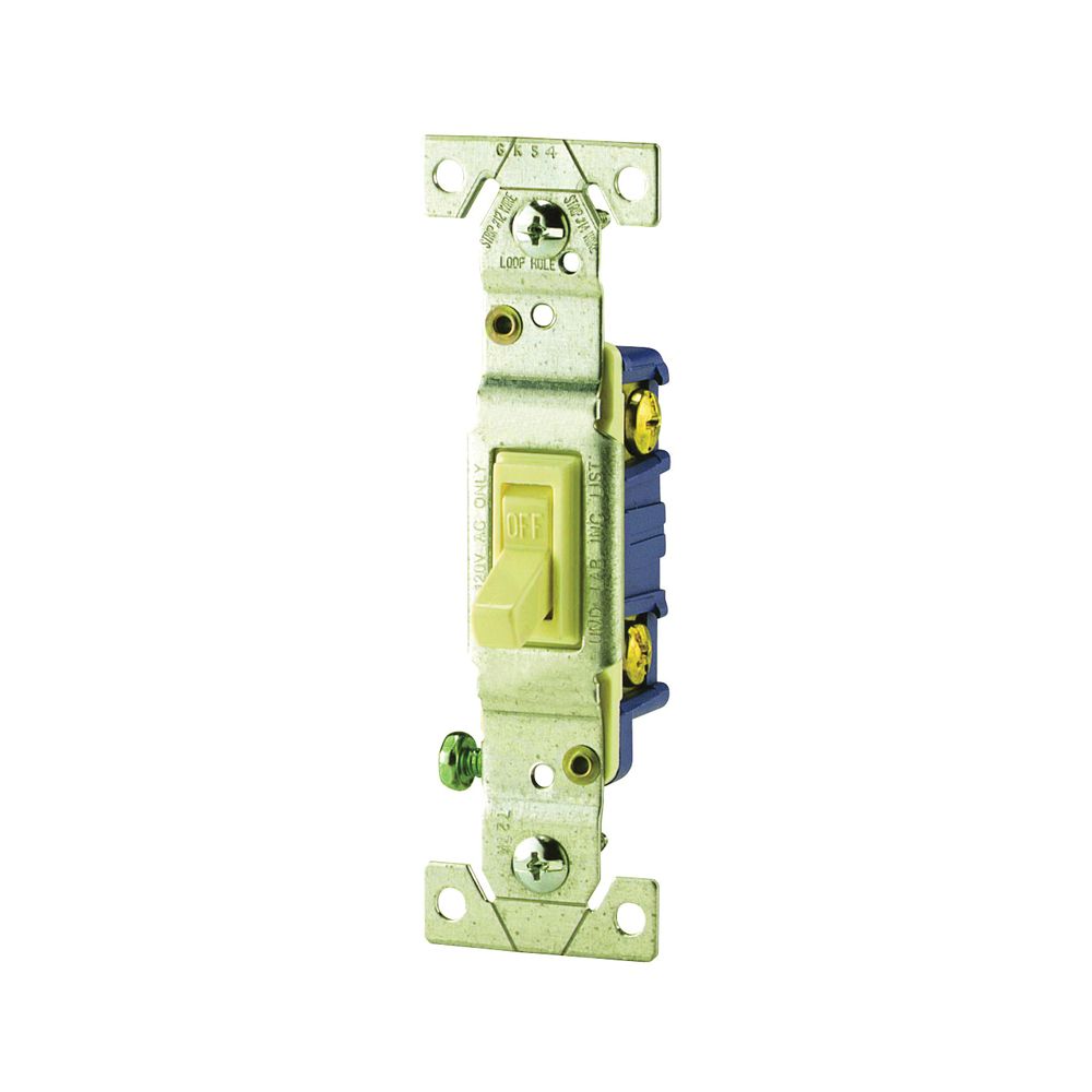 Eaton Wiring 1-Pole Quiet Grounded Toggle Switch, Ivory