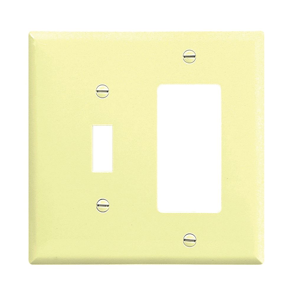 Eaton Wiring 2-Gang Ivory Toggle and Rocker Combination Wallplate
