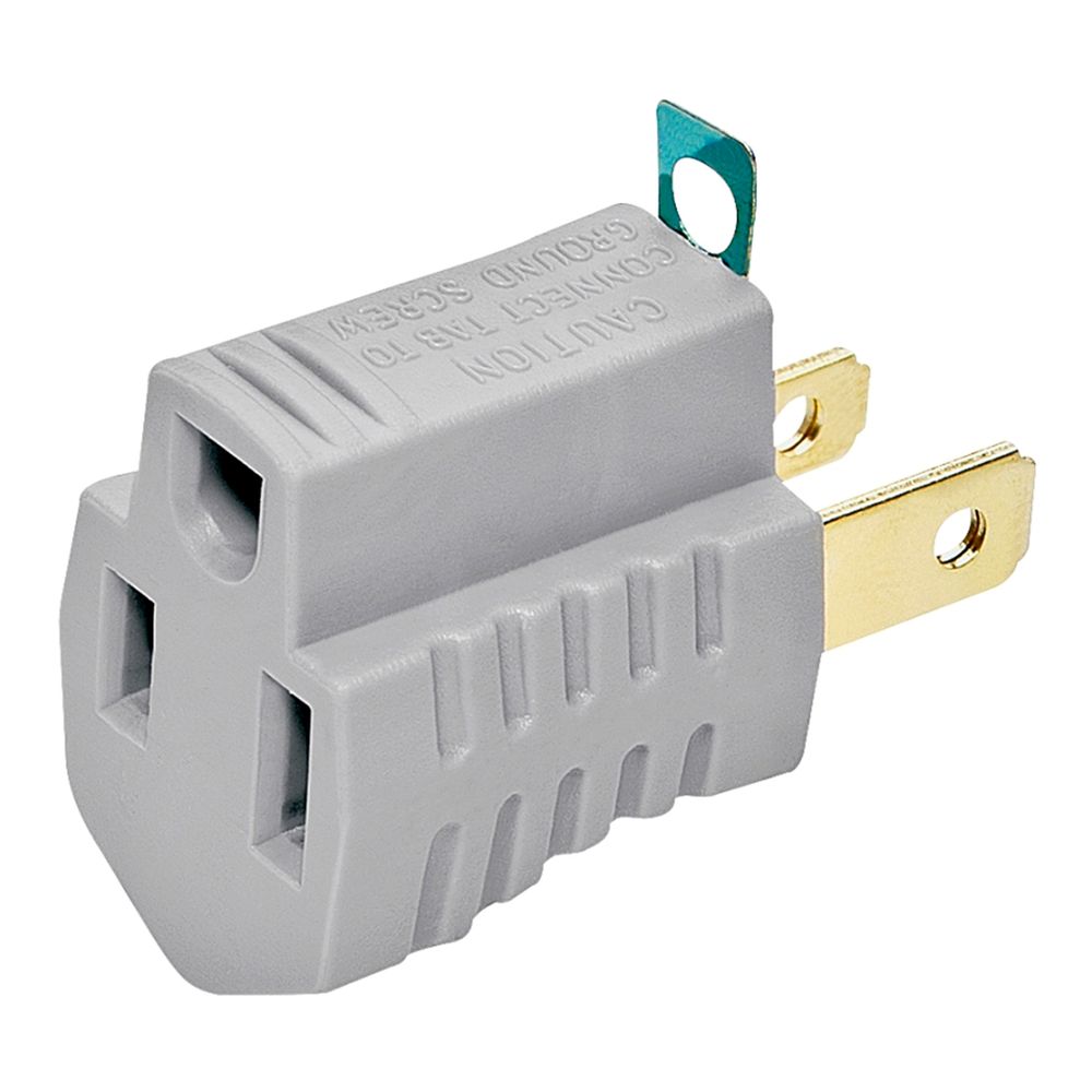 Eaton Wiring Gray 2-Wire Grounding Adapter