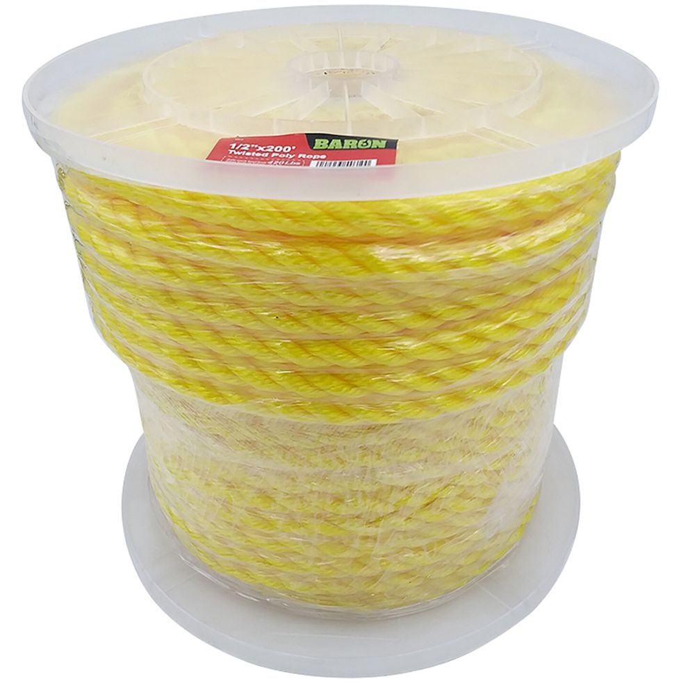 Baron Mfg 1/2 in. x 200 ft. Yellow Twisted Polypropylene Rope