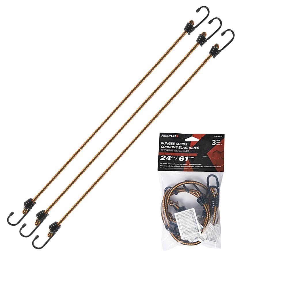 Keeper 24 in. Steel End Bungee Cord, 3-Pack
