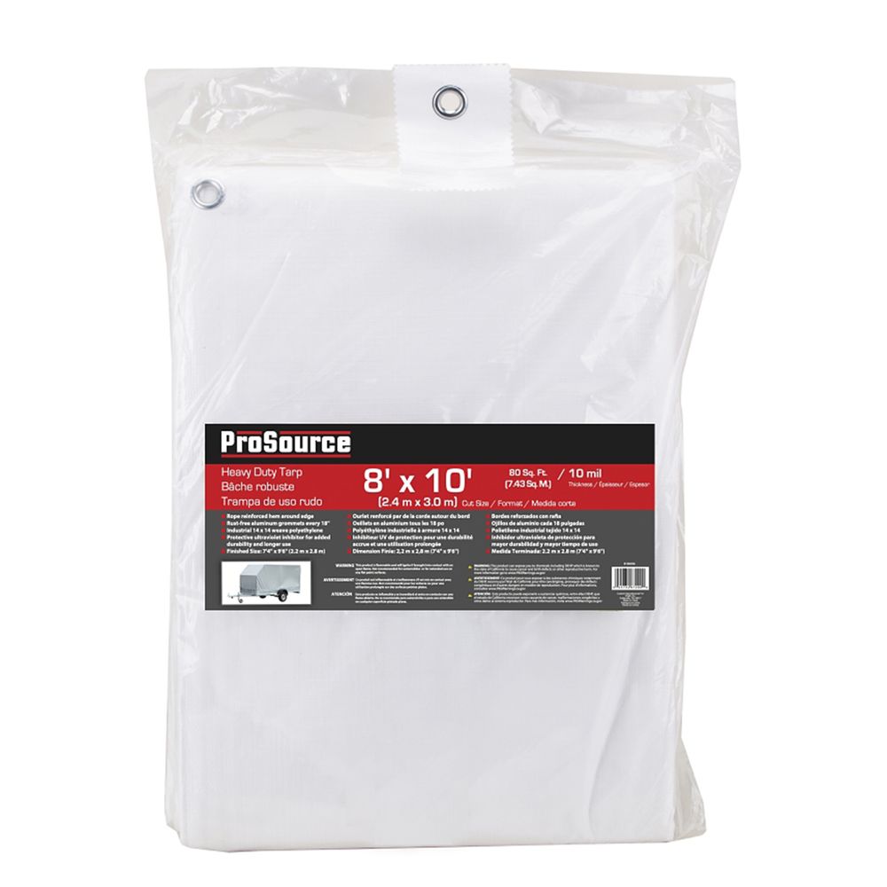 ProSource 8 ft. x 10 ft. 10 mil White Heavy Duty Tarp