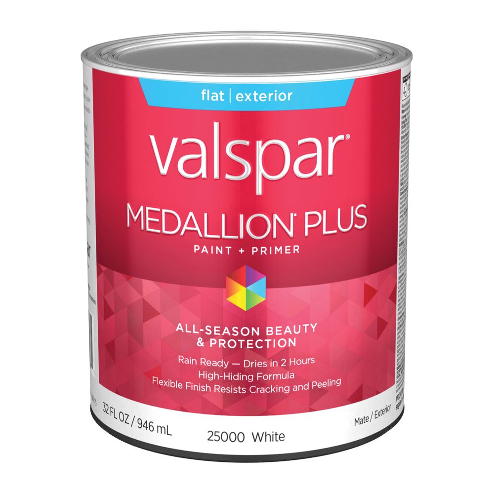 Valspar 1 Quart Medallion Plus Flat White Exterior Paint and Primer