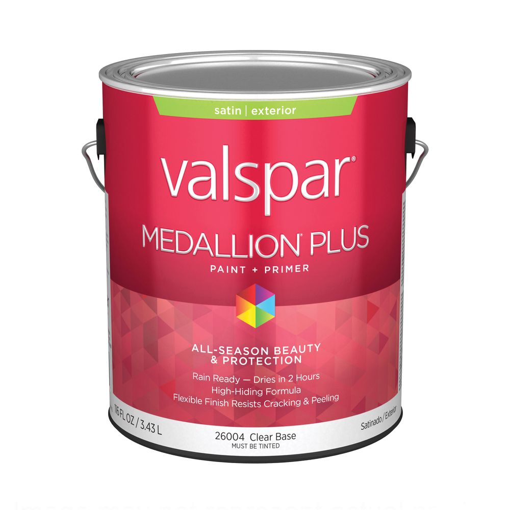 Valspar 1 gal. Medallion Plus Satin Clear Base Exterior Paint and Primer