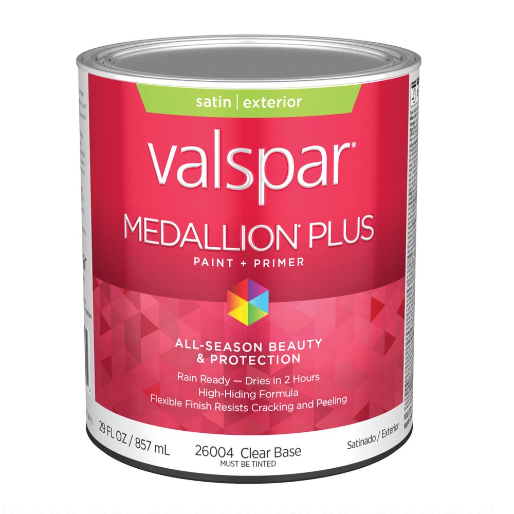 Valspar 1 Quart Medallion Plus Satin Clear Base Exterior Paint and Primer