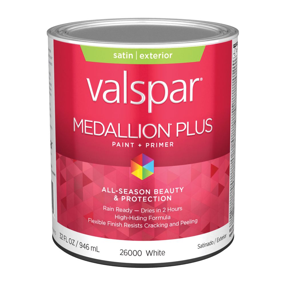 Valspar Medallion Plus 1 qt. Satin White Exterior Paint and Primer