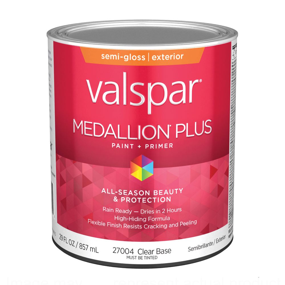 Valspar Medallion Plus 1 qt. Clear Base Semi-Gloss Exterior Paint and Primer