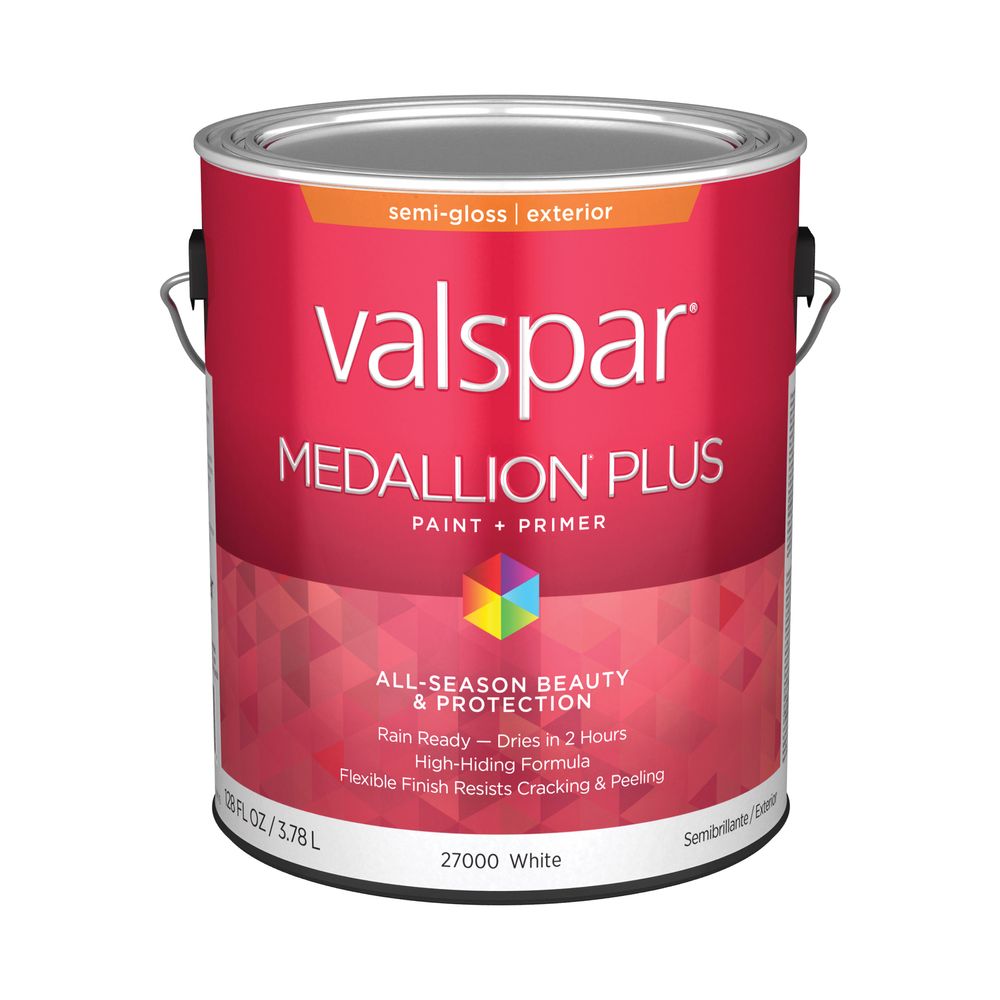 Valspar Medallion Plus 1 gal. Semi-Gloss White Exterior Paint and Primer