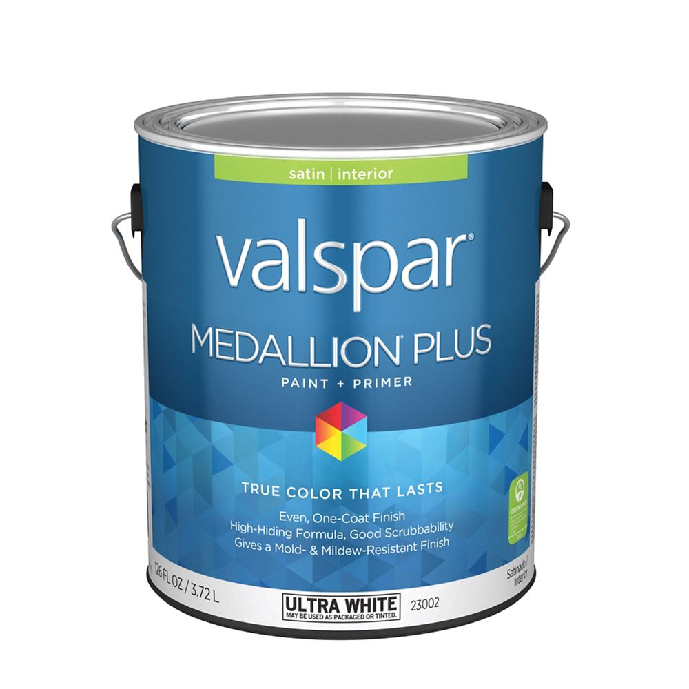 Valspar Medallion Plus 1 gal. Ultra White Satin Interior Paint and Primer