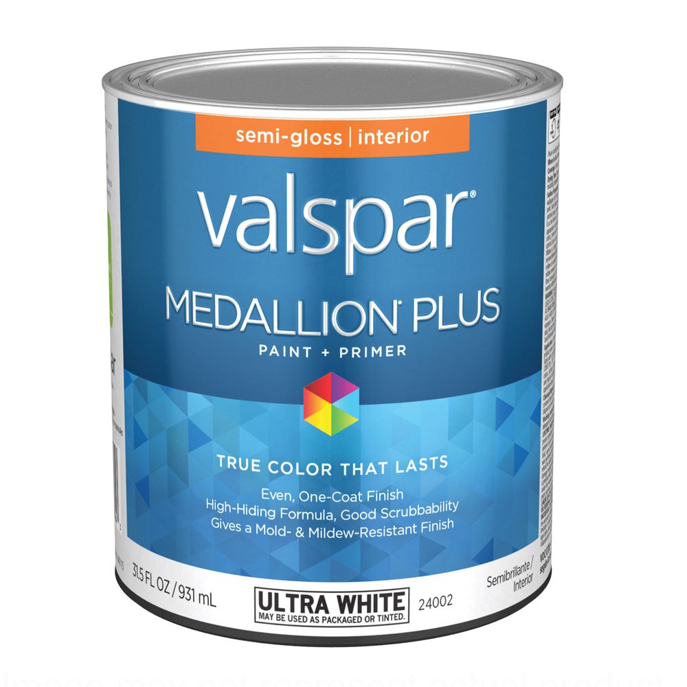 Valspar 1 qt. Medallion Plus Ultra White Semi-Gloss Interior Paint and Primer