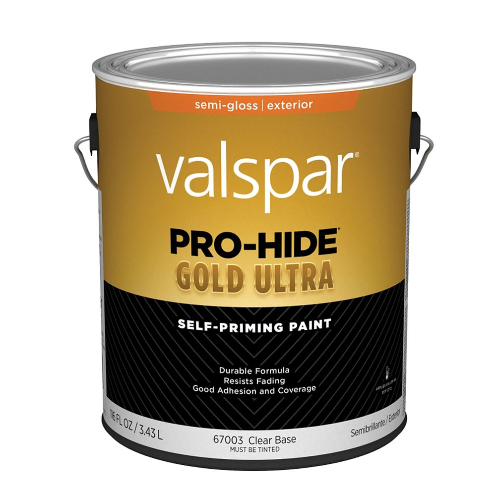 Valspar 1 gal. Pro-Hide Gold Ultra Clear Semi-Gloss Exterior Self-Priming Paint