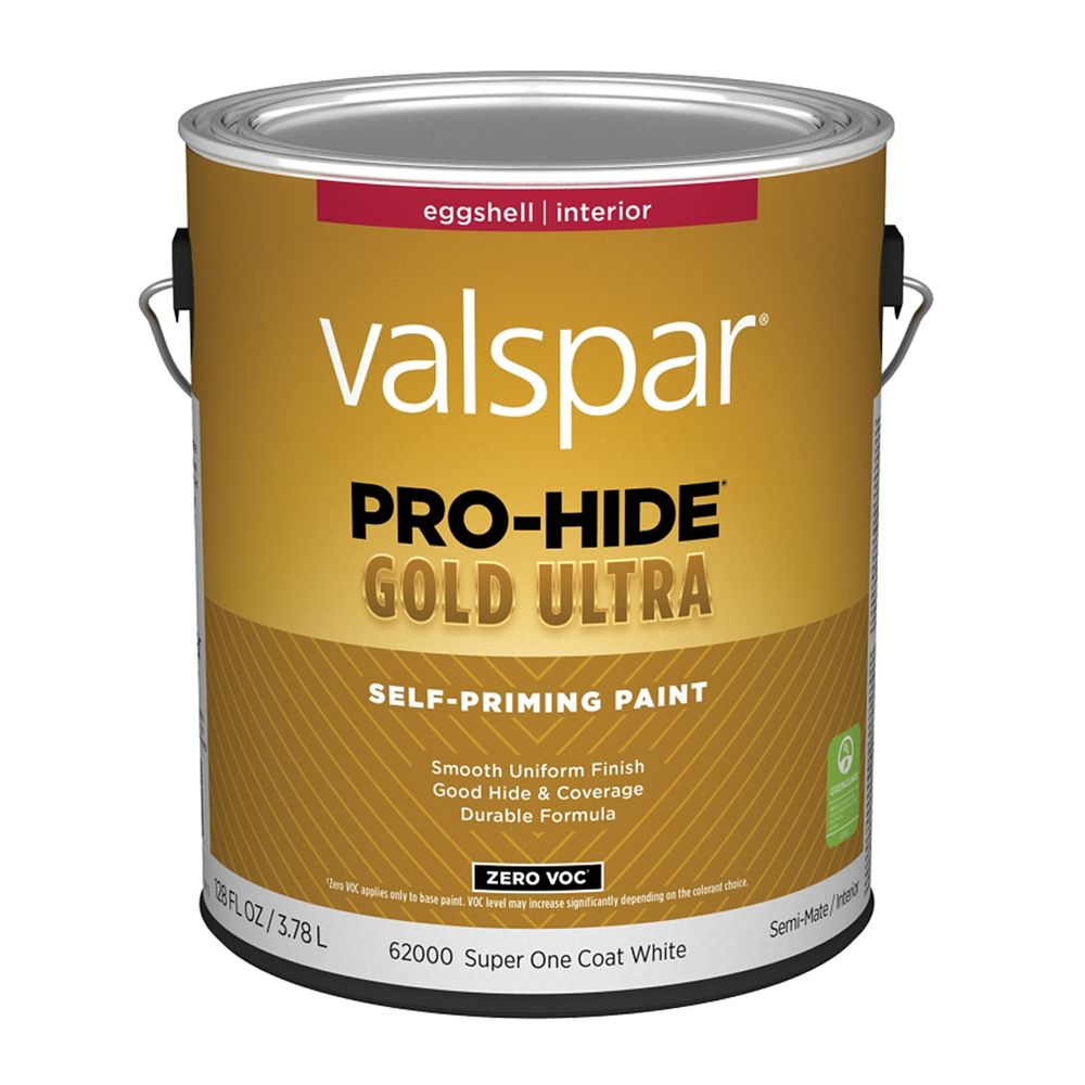 Valspar 1 gal. Pro-Hide Gold Ultra Eggshell Super One Coat White Interior Self-Priming Paint