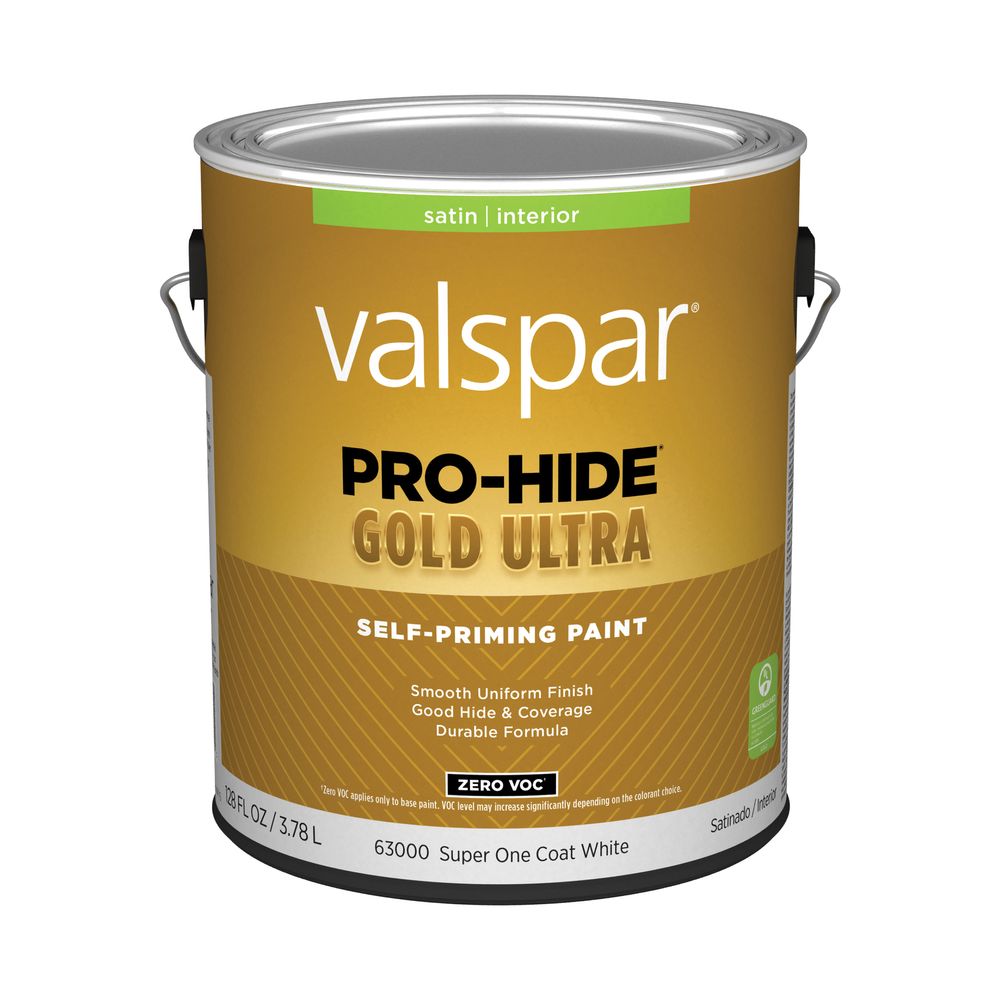 Valspar 1 gal. Pro-Hide Gold Ultra Satin Super One Coat White Interior Self-Priming Paint