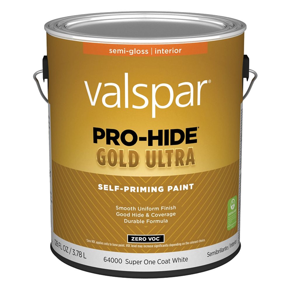 Valspar 1 gal. Super One Coat White Semi-Gloss Pro-Hide Gold Ultra Interior Self-Priming Paint