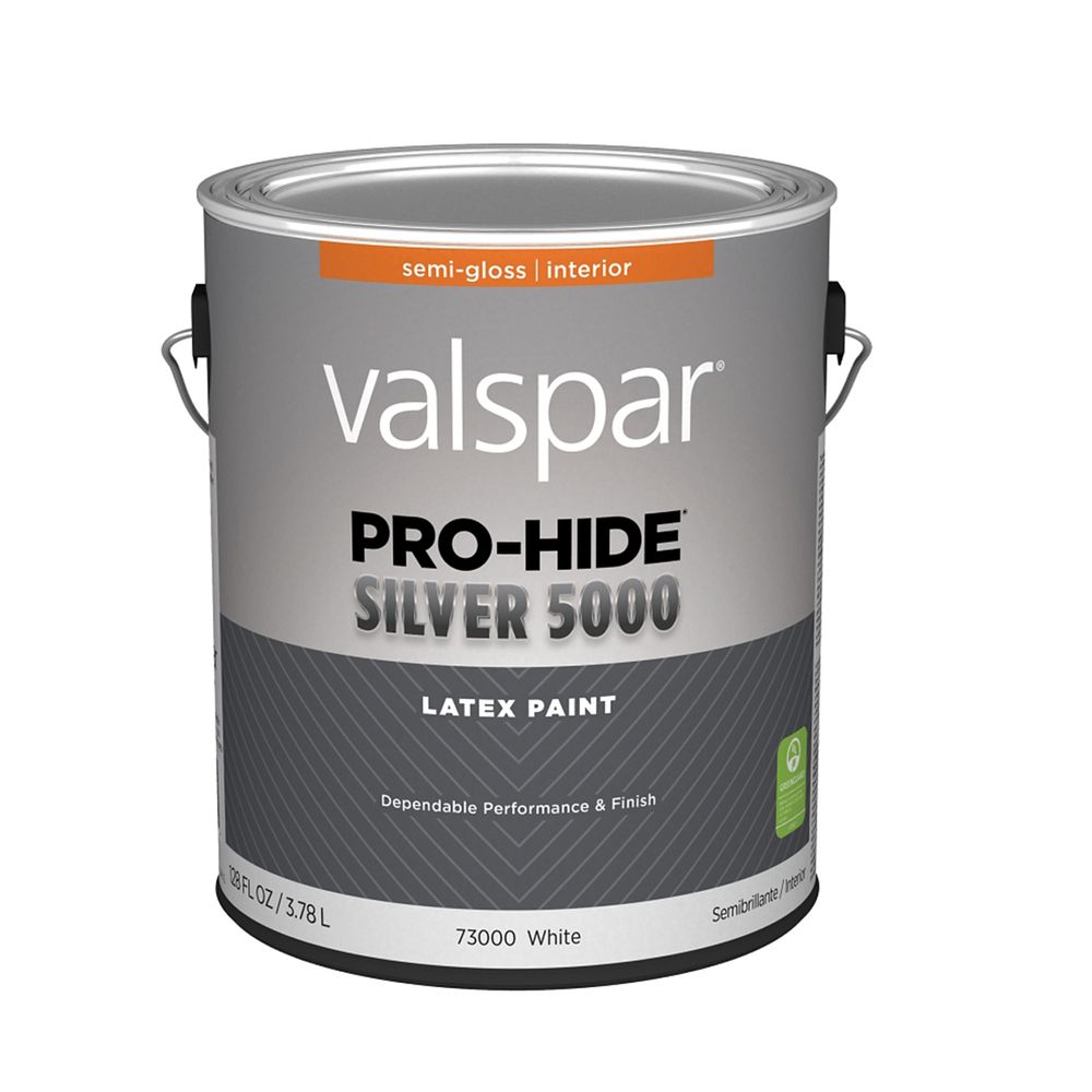 Valspar 1 gal. Pro-Hide Silver 5000 Semi-Gloss White Interior Paint