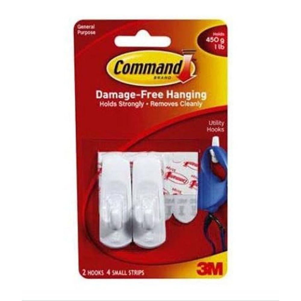 Command Small 1 lb. White Utility Hooks, 2-Pack