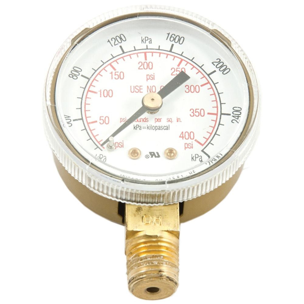 Forney Industries 2 in. 0-400 PSI Acetylene Regulator Gauge 8912735