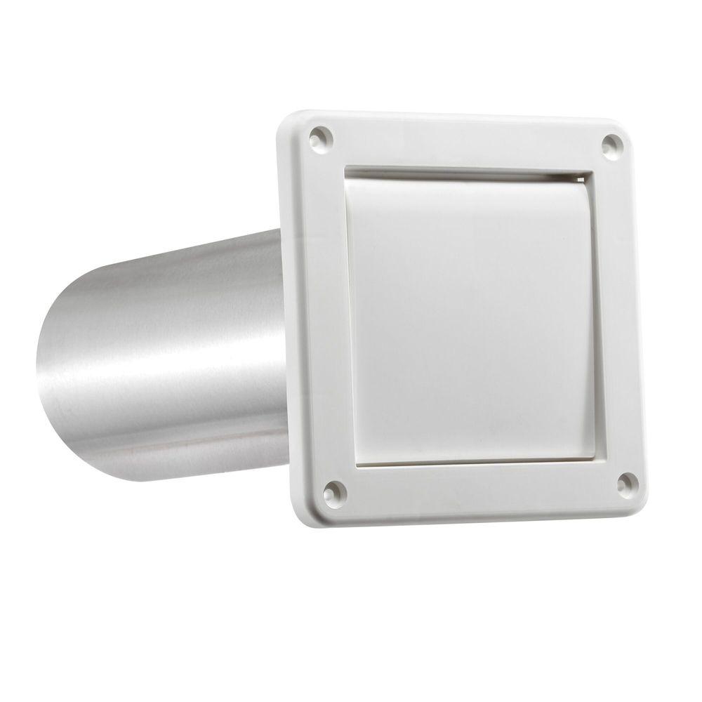 Lambro Industries 4 in. White Plastic Single Flap Exhaust Vent