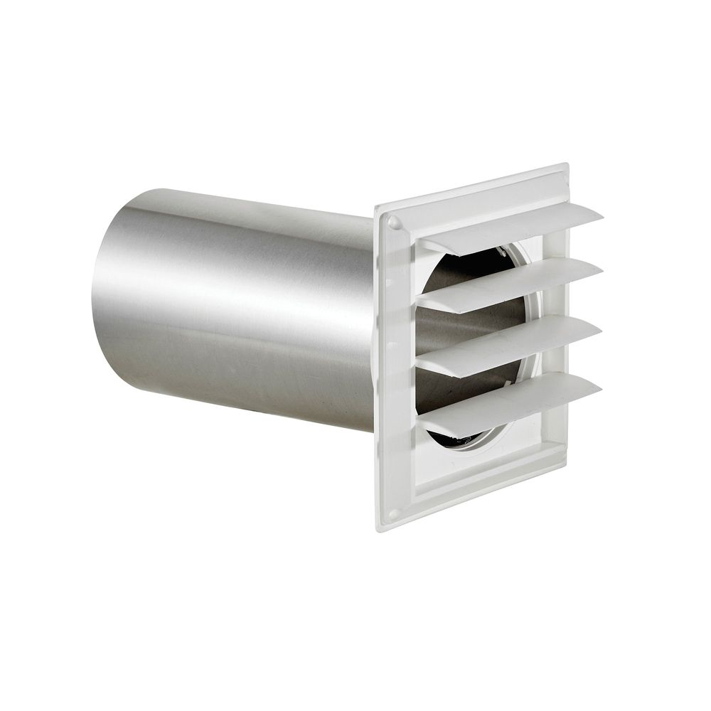 Lambro Industries 6 in. x 11 in. White Plastic Louvered Wall Cap Vent