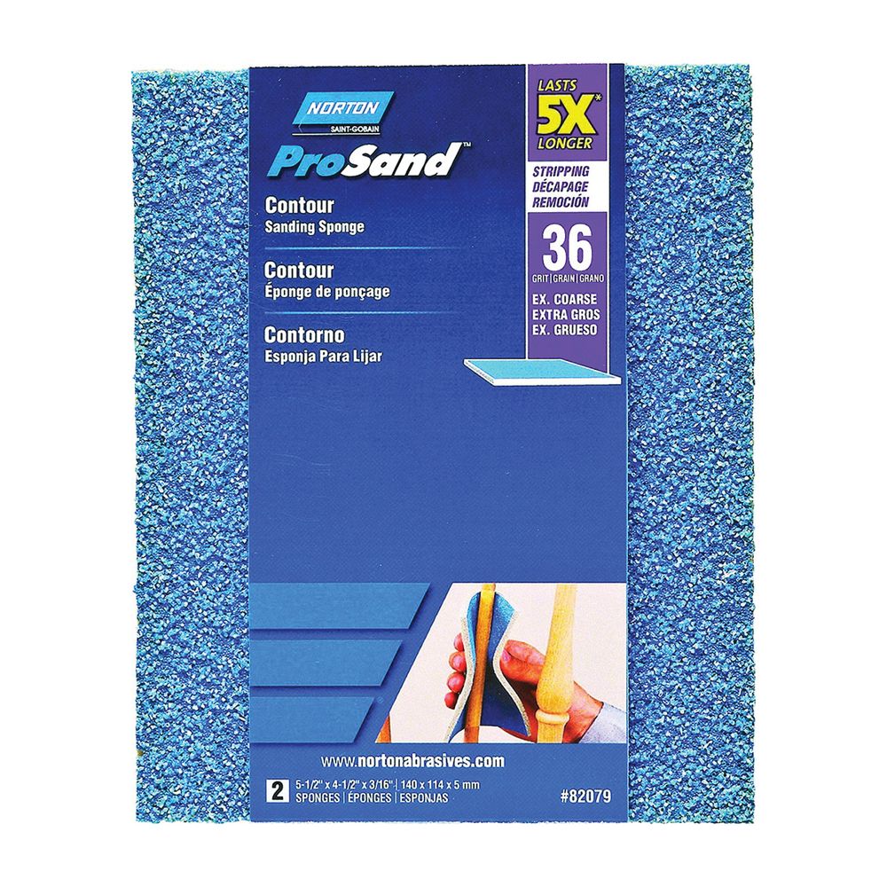 Norton Abrasive 5-1/2 in. x 4-1/2 in. 36 Grit Contour Sanding Sponge