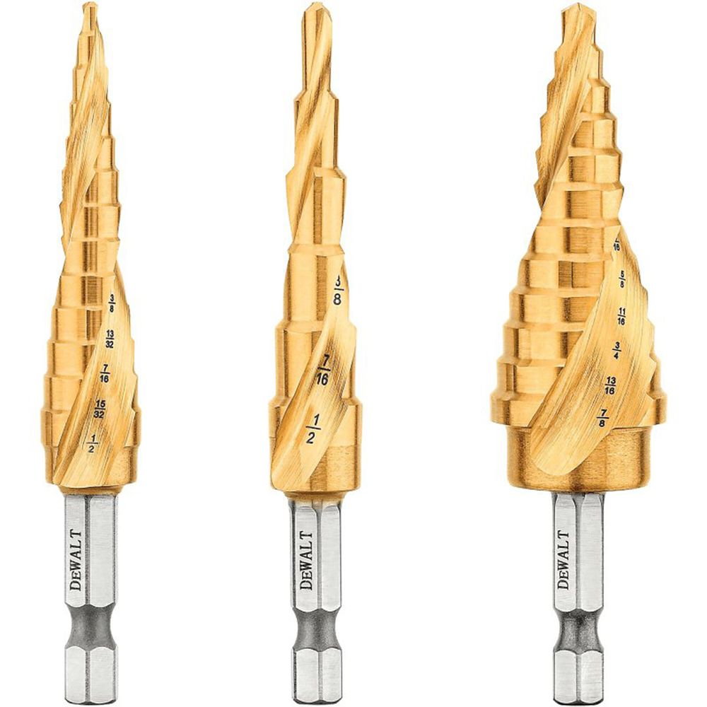 DEWALT 3-Piece Titanium Nitride Step Drill Bit Set
