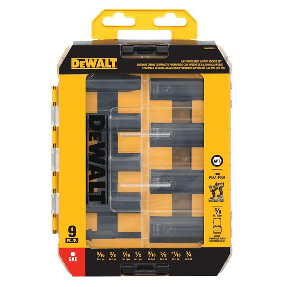 Dewalt 3/8 in. Drive 9-Piece SAE Deep Impact Socket Set