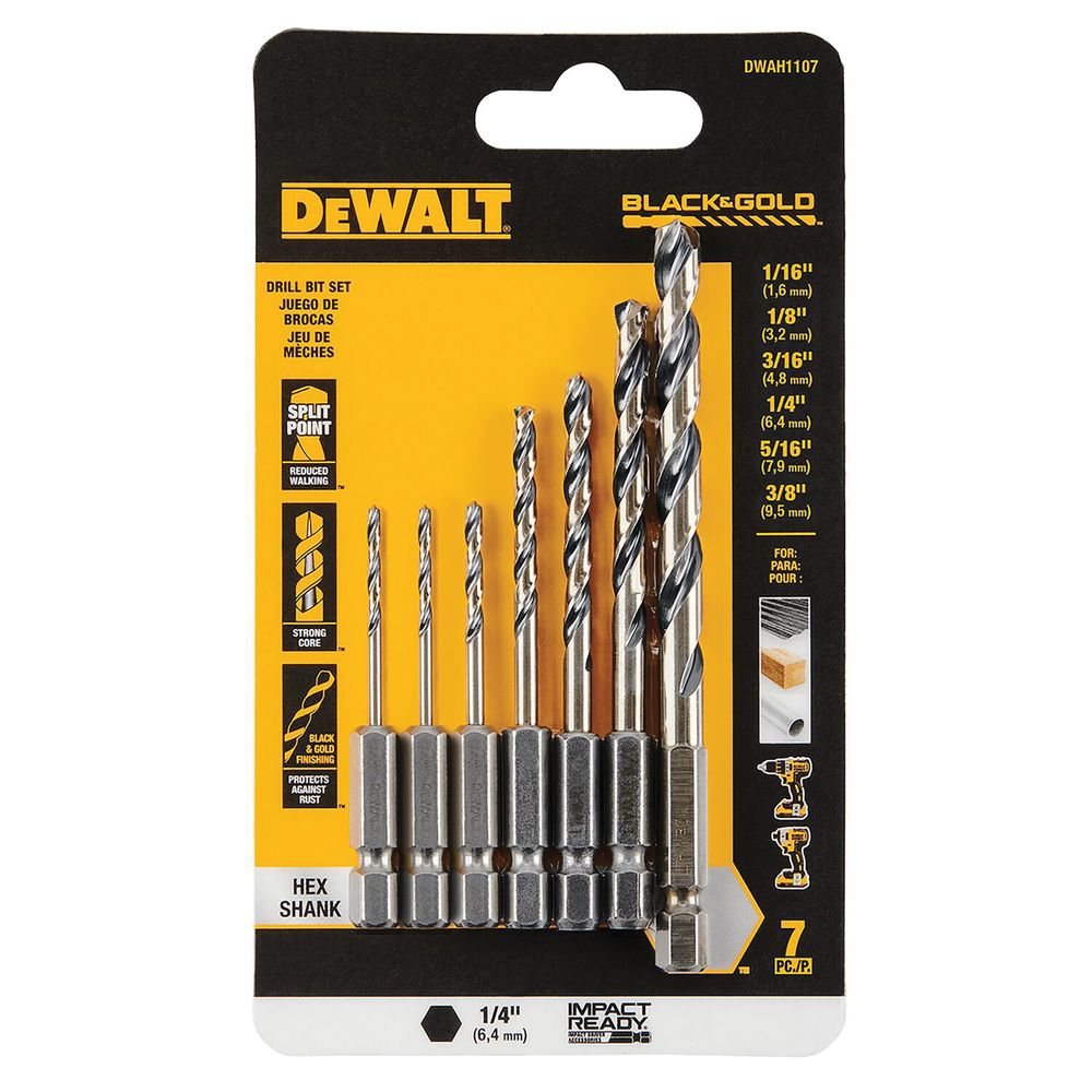 DEWALT 7-Piece Black and Gold Impact Ready Drill Bit Set