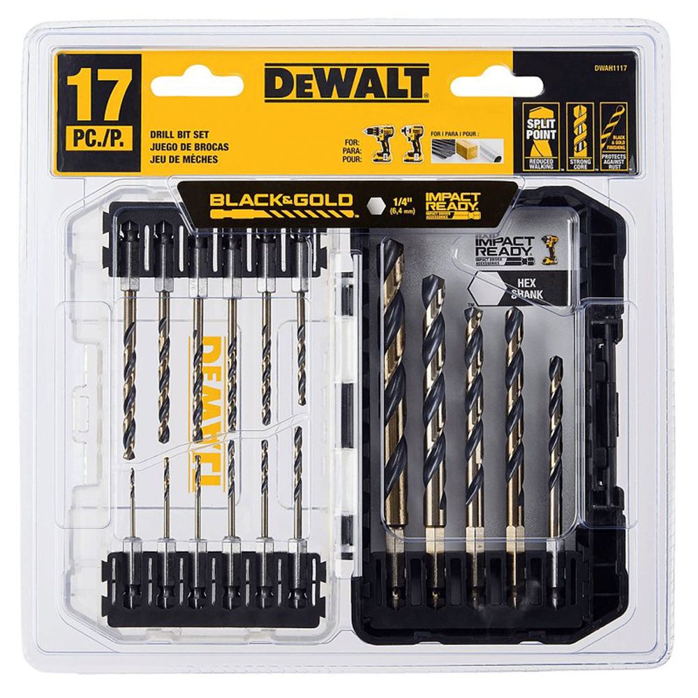 DEWALT 17-Piece Black and Gold Hex Shank Drill Bit Set