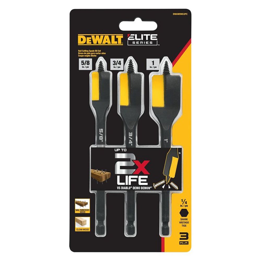 DEWALT ELITE Series 3-Piece Nail Cutting Spade Bit Set