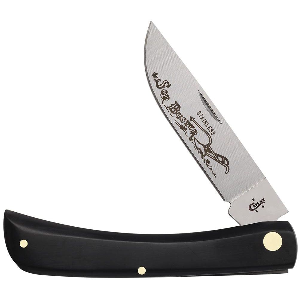 Case Smooth Black Synthetic Sod Buster Folding Pocket Knife
